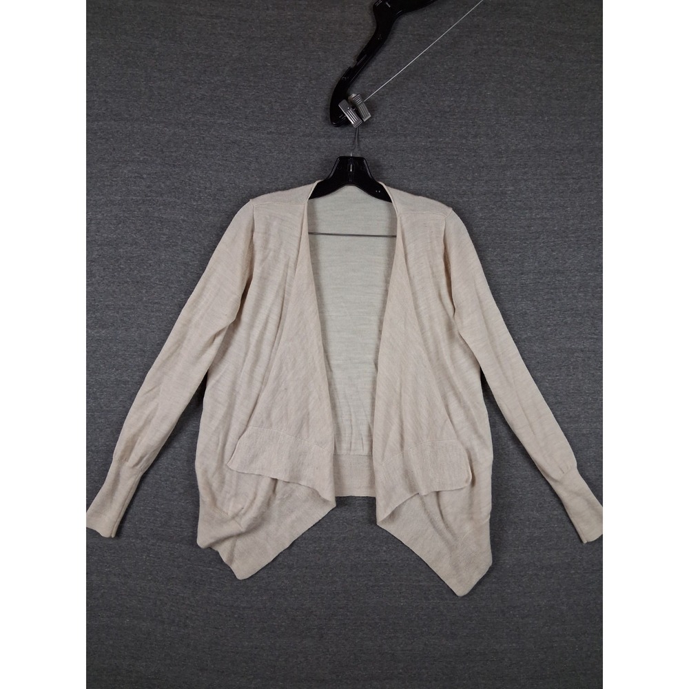 Gap‎ Womens Sweater M Beige Wool Blend Open Cardigan Waterfall Capsule Cozy